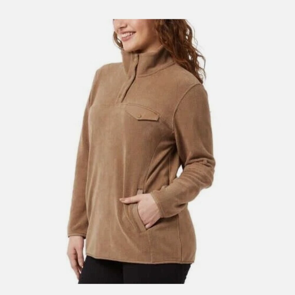 32 Degrees Heat Midweight Snap‎ Arctic Fleece Pullover - Tan - XL